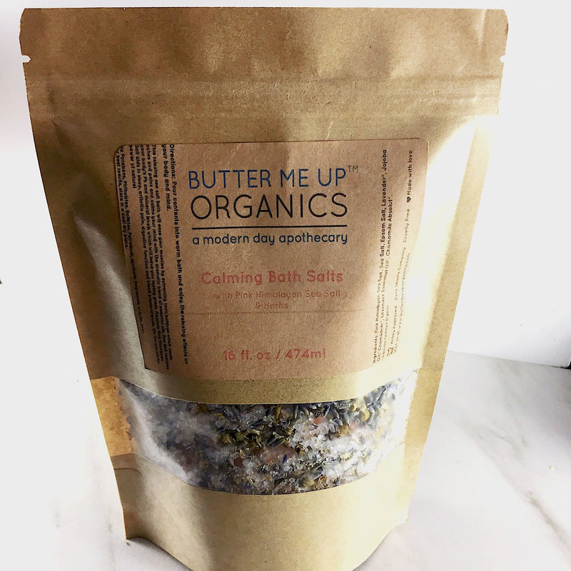 Butter Me Up Organics Calming Bath Salts / Detox / Relaxation / Lavender & Chamomile / Essential Oils / Organic Herbs / Herbal Bath Salts for Relaxation Stress Bath
