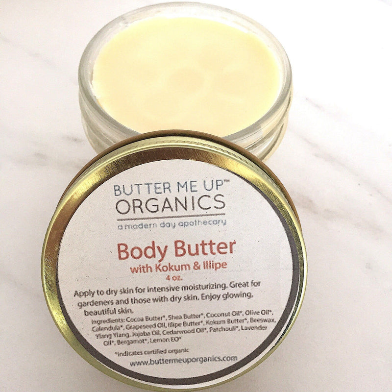 Butter Me Up Organics Organic Body Butter / Gardener's Hands / Gardner's Therapy / Elbow Lotion / Heel Lotion / Dry Skin / Dry Hands / Foot Lotion / Hydrating Body