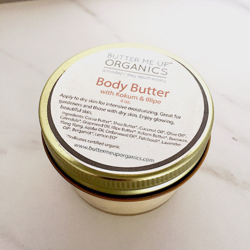 Butter Me Up Organics Organic Body Butter / Gardener's Hands / Gardner's Therapy / Elbow Lotion / Heel Lotion / Dry Skin / Dry Hands / Foot Lotion / Hydrating Body