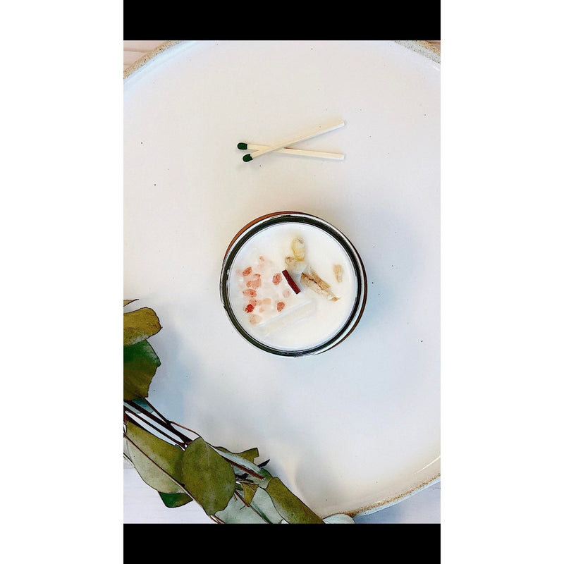 Butter Me Up Organics Space Clearing Candle/ Intention Candle / Organic Soy Candle / Candle with Crystals / Cleansing Candle Metaphysical