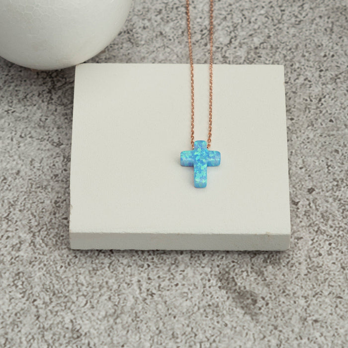 Opal Cross Necklace