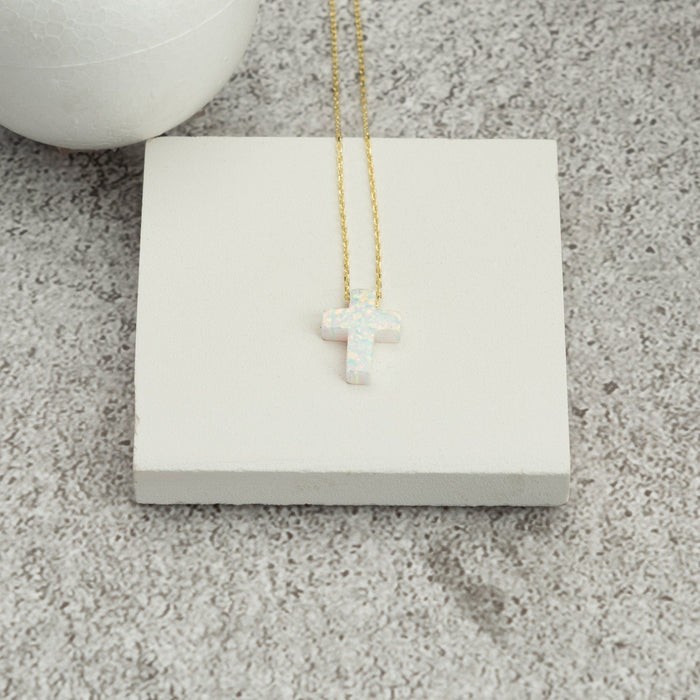 Opal Cross Necklace