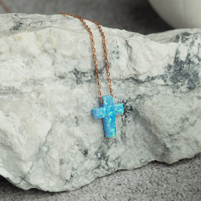 Opal Cross Necklace