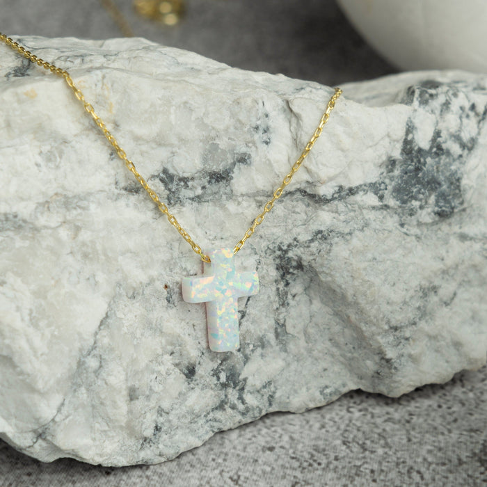 Opal Cross Necklace