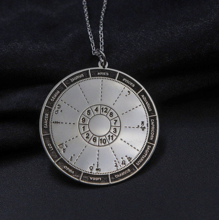 Natal Birth Chart Map Necklace Circle Astrology Pendant