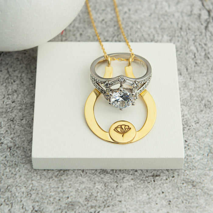 Birth Flower Ring Holder Necklace