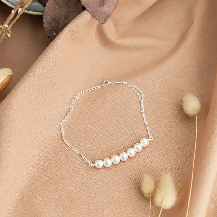 Minimalist Pearl Necklace Bracelet Jewelry Set