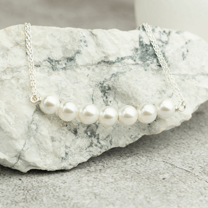 Minimalist Pearl Necklace Bracelet Jewelry Set