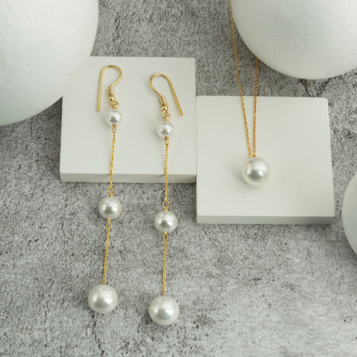 Long Drop Pearl Earrings