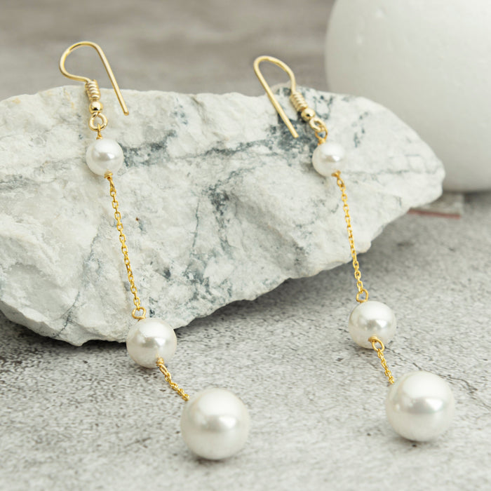 Long Drop Pearl Earrings