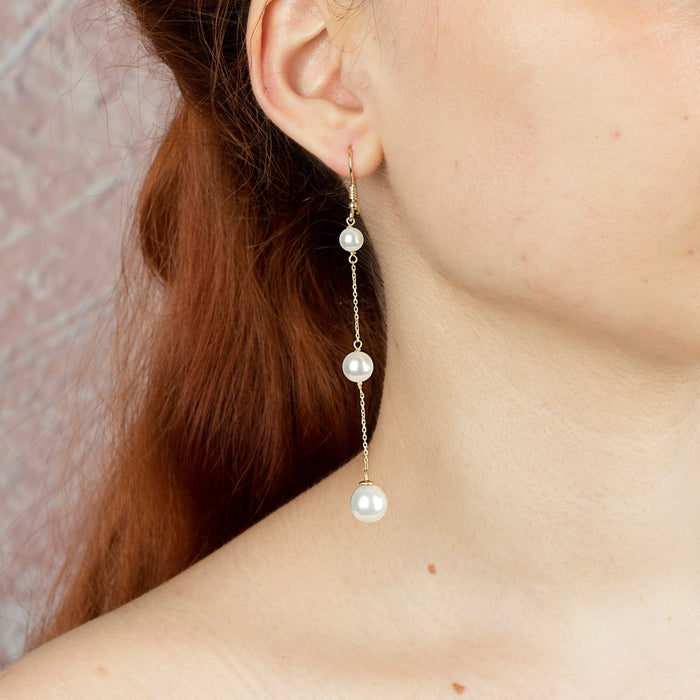 Long Drop Pearl Earrings