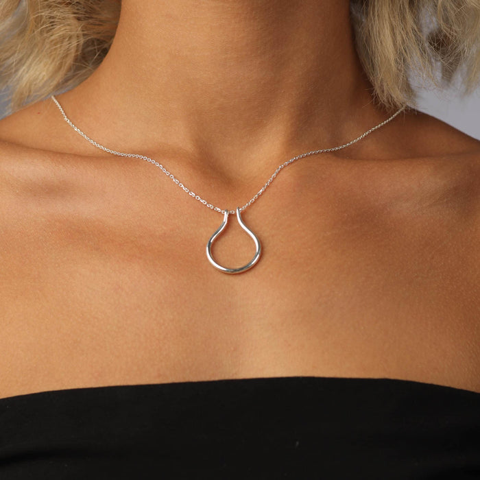 Horseshoe Ring Holder Necklace Double Thick Chain Option