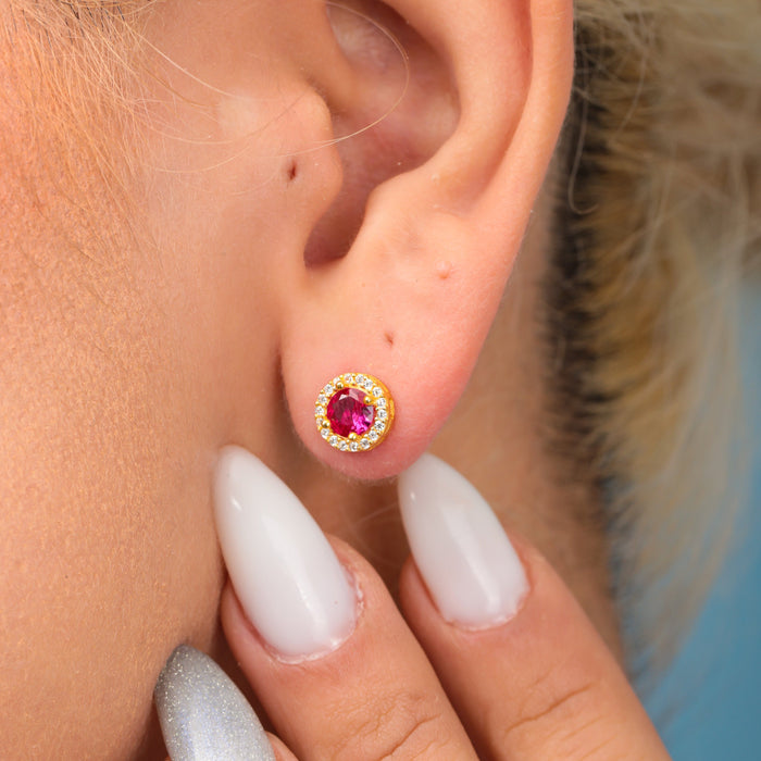 Red Ruby Stud Earrings