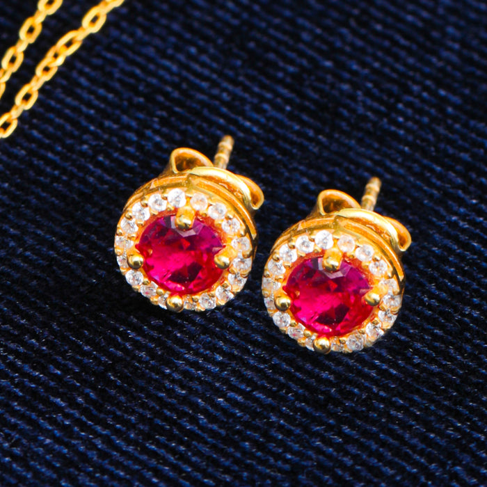 Red Ruby Stud Earrings