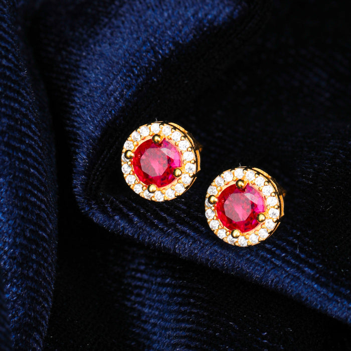 Red Ruby Stud Earrings