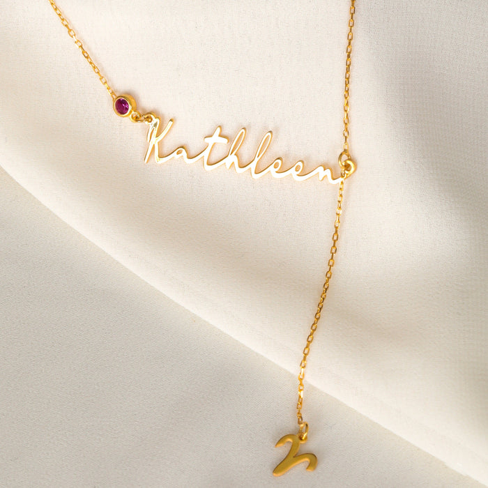 Personalized Name Necklace with Gemini Leo Virgo Scorpio Aries Zodiac Sign