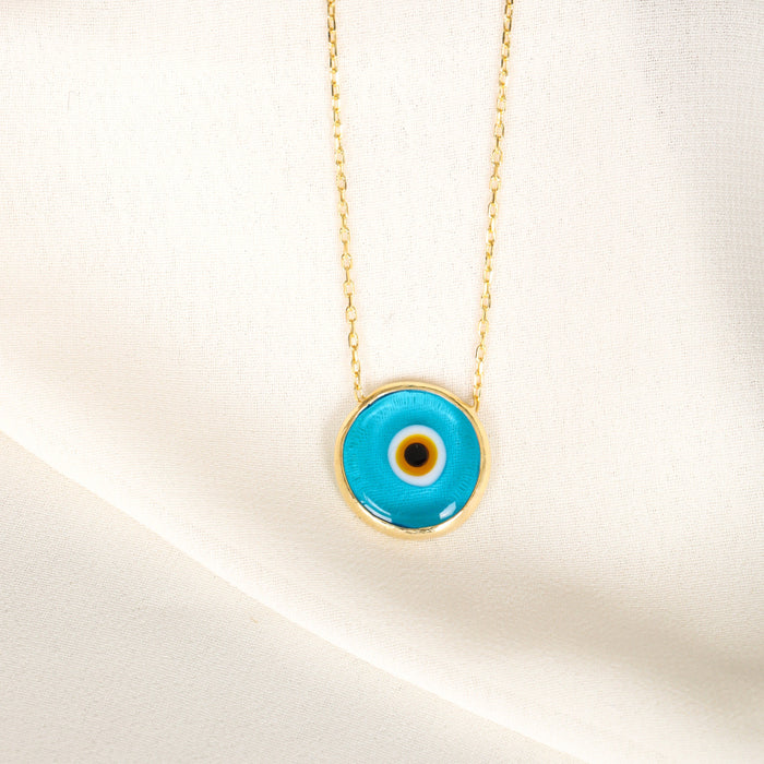 Evil Eye Glass Necklace for Men Women