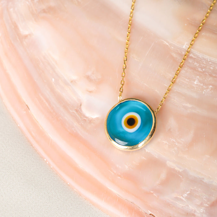 Evil Eye Glass Necklace for Men Women