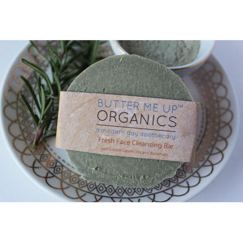 Butter Me Up Organics Face Wash Facial Cleansing Bar with French Green Sea Clay Face