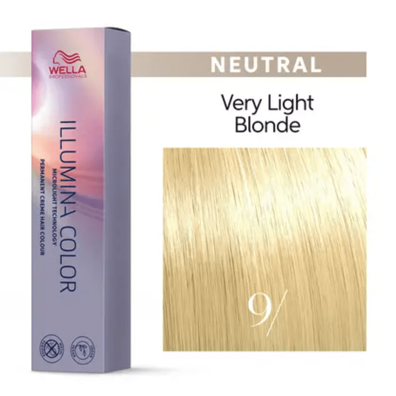 VIP Extensions Illumina Color Permanent Creme Hair Color - 9 / .Very Light Blonde-Neutral by Wella for Unisex - 2 oz Hair Color