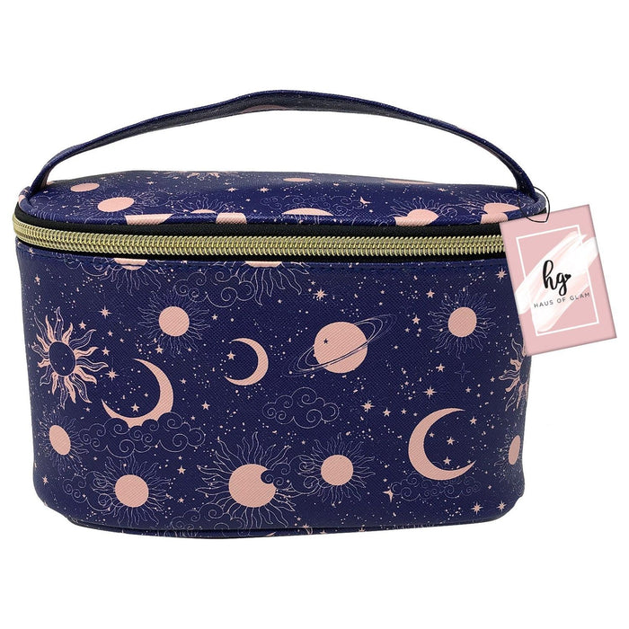 Shopbobbys Premius Cosmetic Bag With Top Handle & Gold Metal Zipper, Constellation Print, 10X7X6 Inches