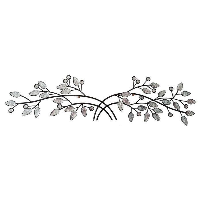 Shopbobbys Premius Metal Branch With Crystal Leaves Wall Decor, Black, 40X10 Inches