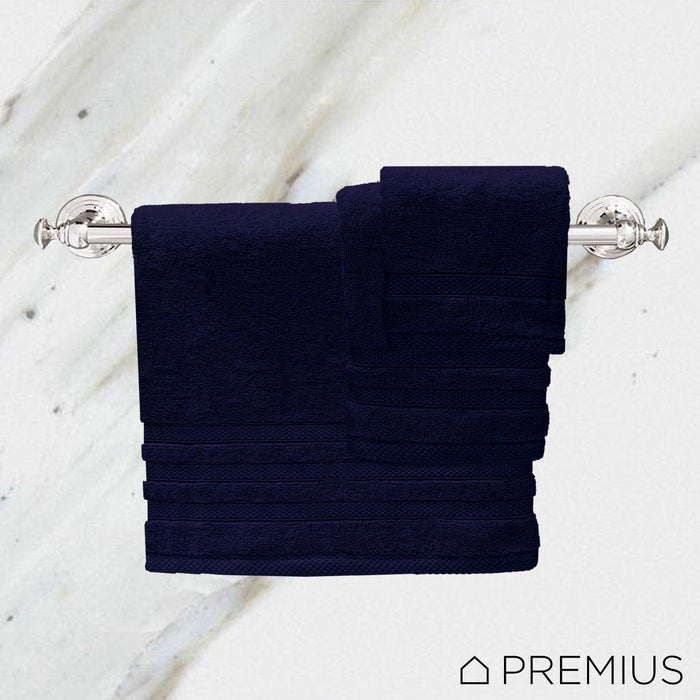 Shopbobbys Premius Premium 6-Piece Combed Cotton Bath Towel Set, Navy