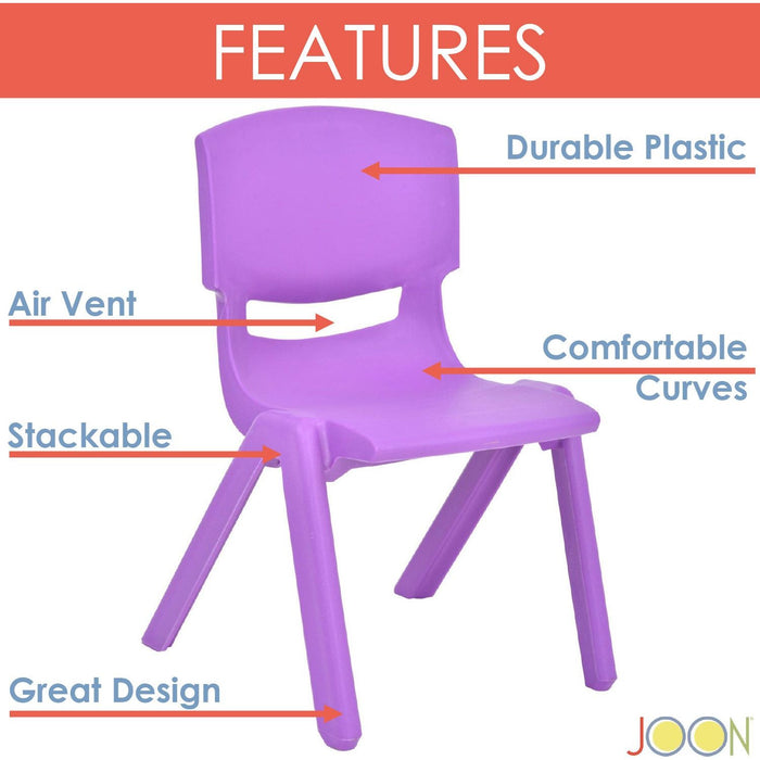 Shopbobbys Joon Stackable Plastic Kids Learning Chairs, Purple, 20.5X12.75X11 Inches, 2-Pack (Pack Of 2)