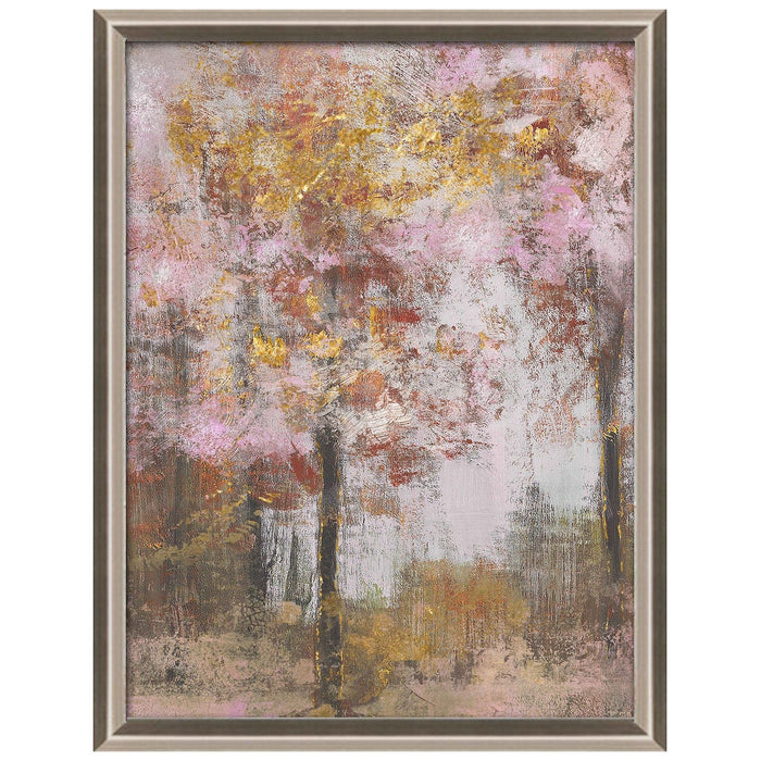 Shopbobbys Premius Pink And Red Forest With Gold Foil Plating Wall Art, 13X17 Inches