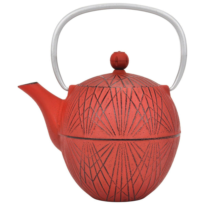 Shopbobbys Spigo Hakone Cast Iron Enamel Teapot With Stainless Infuser, Red, 33 Ounces