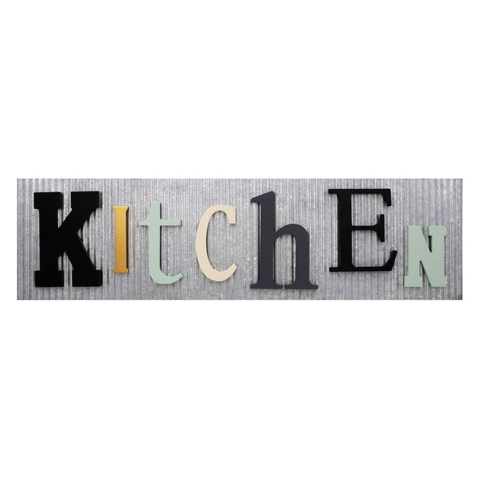 Shopbobbys Premius Kitchen Galvanized Metal And Wooden Wall Decor Plaque, 34.5X9.5 Inches