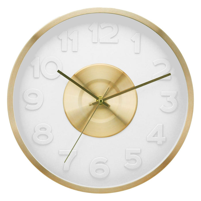 Shopbobbys Premius Electro Plated Metal Wall Clock, White-Gold, 16 Inches