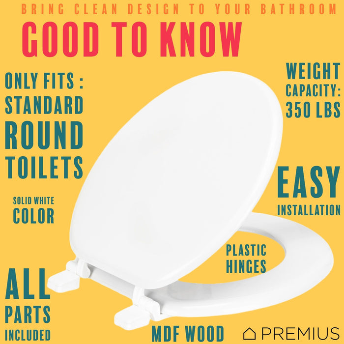 Shopbobbys Premius Wood Toilet Seat, Standard Round, 17 Inches