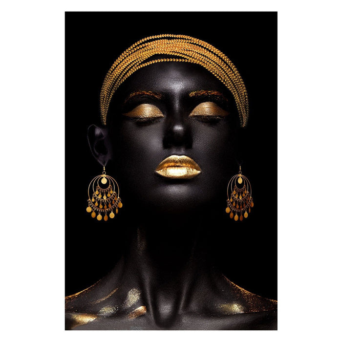 Shopbobbys Premius Beauty That Shines, Lacquered Canvas With Jewels, Gold-Black, 24X36 Inches