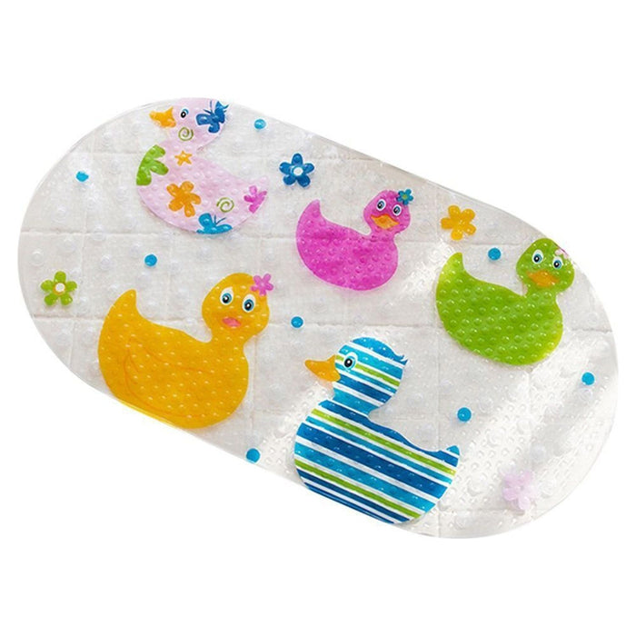 Shopbobbys Premius Vinyl Kids Bath Mat With Skid Resistant Suction Cups, Duck Design, 15X27 Inches