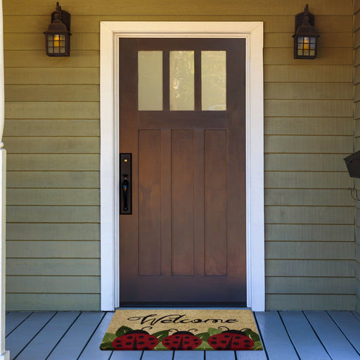 Achim Printed Welcome Ladybug Coir Doormat, 18x30 Inches