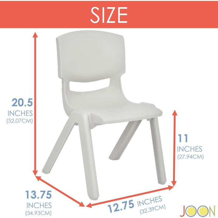 Shopbobbys Joon Stackable Plastic Kids Learning Chairs, Light Gray, 20.5X12.75X11 Inches, 2-Pack (Pack Of 2)