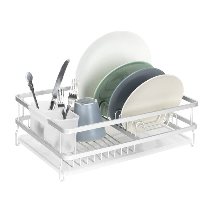 Shopbobbys Premius Aluminum Dish Rack With Drainage Tray And Cutlery Holder, 16.75X12X5.65 Inches