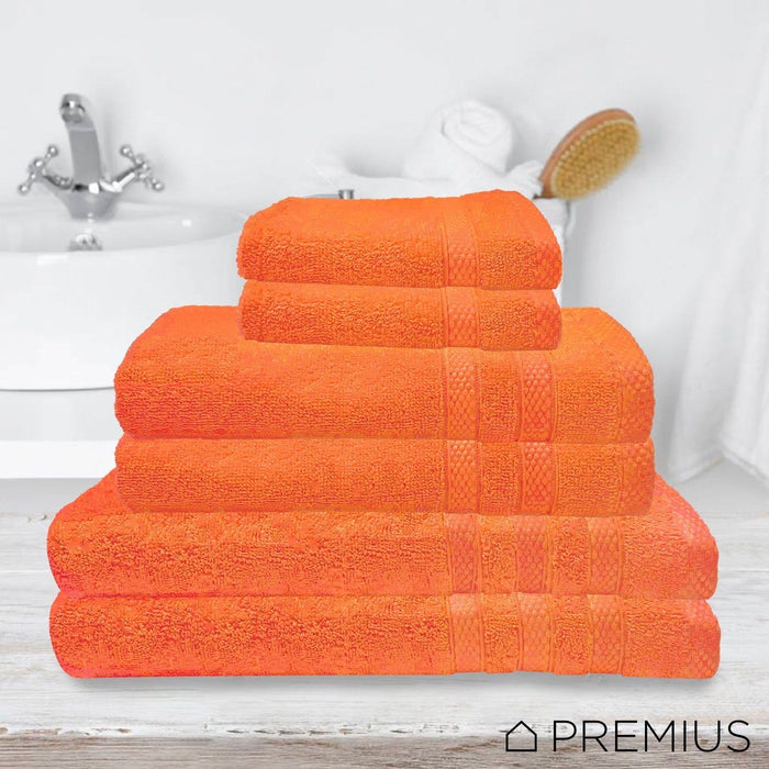 Shopbobbys Premius Premium 6-Piece Combed Cotton Bath Towel Set, Coral