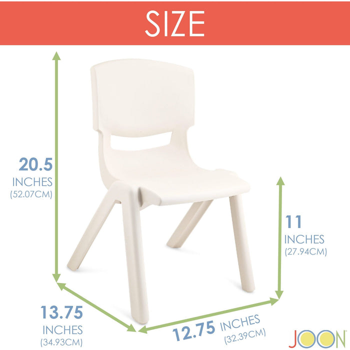 Shopbobbys Joon Stackable Plastic Kids Learning Chairs, Ivory, 20.5X12.75X11 Inches, 2-Pack (Pack Of 2)