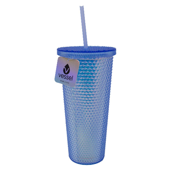 Shopbobbys Premius Studded Iridescent Tumbler With Lid And Straw, 24 Ounces