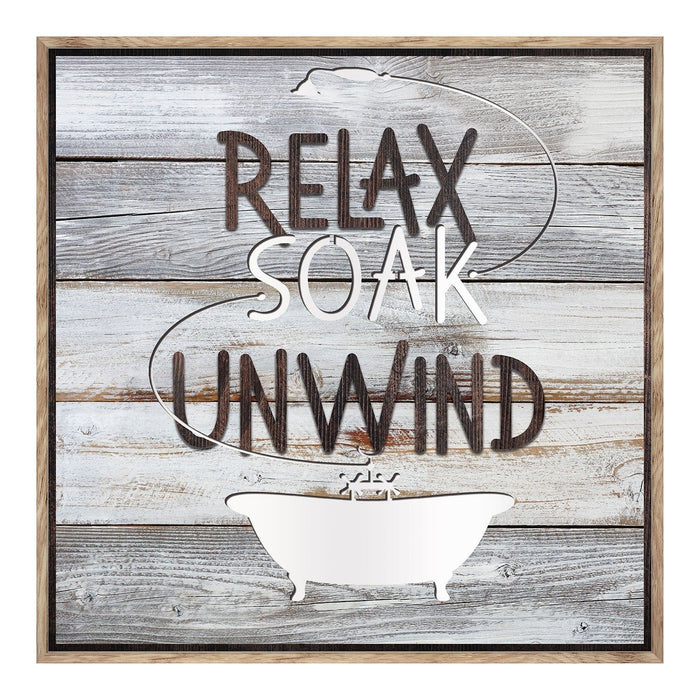 Shopbobbys Premius Relax, Soak, Unwind Bathroom Wall Decor, 14X14 Inches