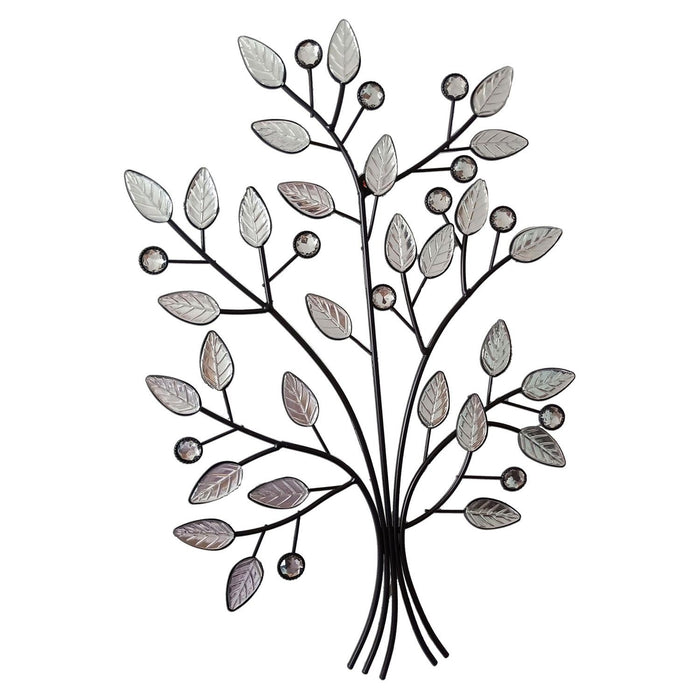 Shopbobbys Premius Metal Tree With Crystal Leaves Wall Decor, Black, 16X23 Inches