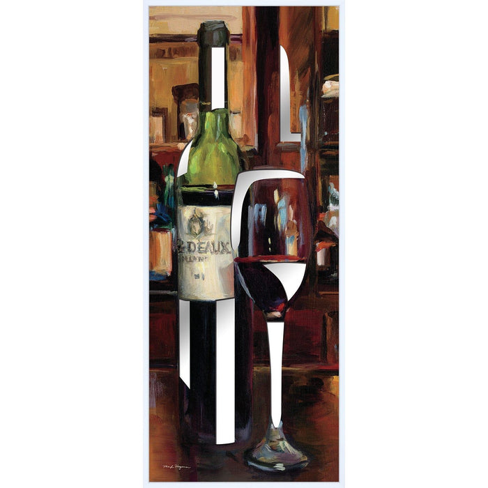 Shopbobbys Premius Reflection Of Wine With Mirror Cut Outs Framed Wall Art, 8X20 Inches