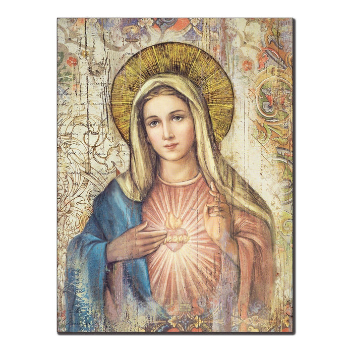 Shopbobbys Premius Immaculate Heart Of Mary Religious Portrait Wood Plaque, 12X16 Inches