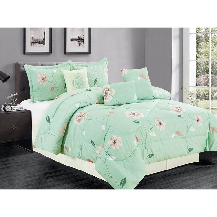 Shopbobbys Premius Claire 7 Piece Oversized Comforter Set, Mint