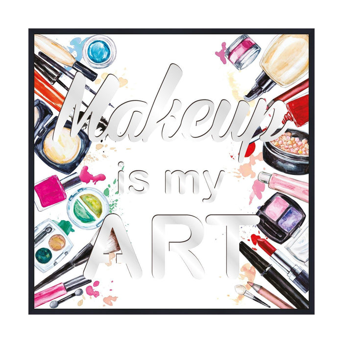 Shopbobbys Premius Makeup Is My Art Wall Art With Mirror Cut-Outs, 12X12 Inches