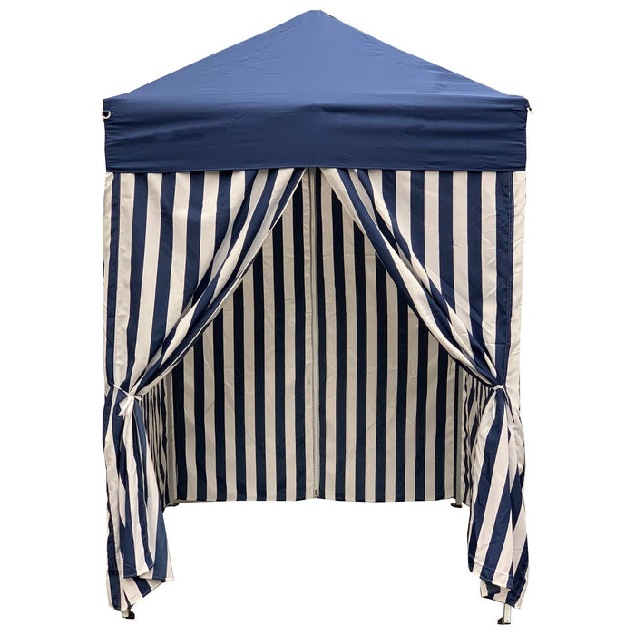 Shopbobbys Just Relax Patio Pop-Up Striped Cabana Tent, Navy-White, 5X5 Feet