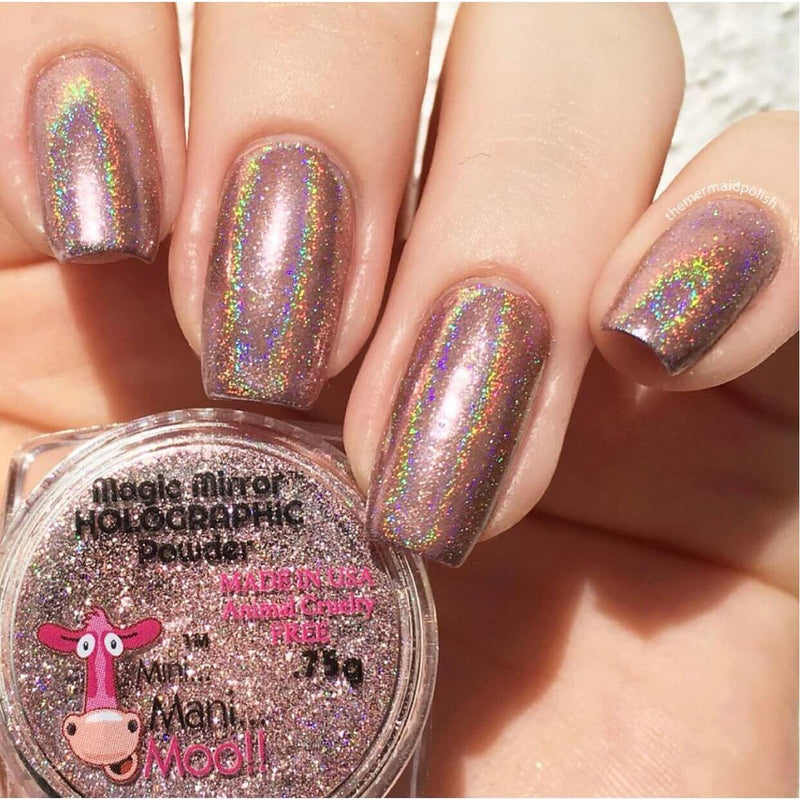 minimanimoo Magic Mirror Pink Holographic Powder Nail Polish