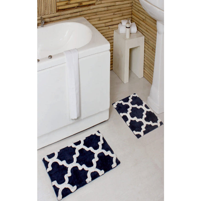 Shopbobbys Premius 2 Piece Quatrefoil Diamond Bath Rug Set, 17X24 & 20X32 Inches